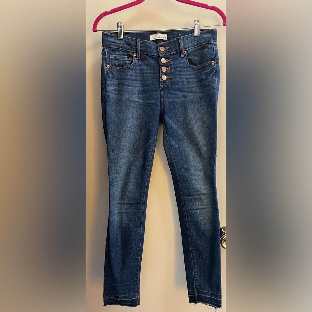 LOFT modern skinny distressed crop jeans